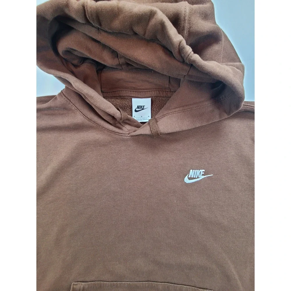 Nike Sportswear Club Fleece Lined Hoodie Brown Mens‎ Size Medium Swoosh Pullover
